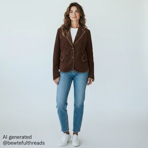 Mexx Medium Brown Corduroy Blazer Fully Lined Tailored Jacket